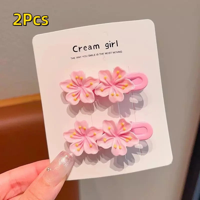 4Pc Strawberry Chocolate Bunny Hairpins - Cute Cartoon Plastic Hair Accessories for Girls & Women