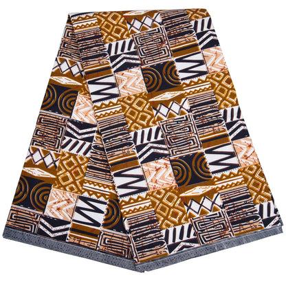 African Ankara Double Print Batik Fabric - Real Wax Patchwork Textile for DIY Sewing, Wedding Dresses & Crafts