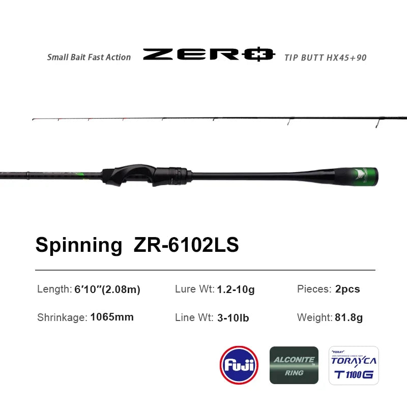 PURELURE ZERO UL Fishing Rod - Lightweight Carbon Spinning & BFS Rod for Trout and Bass