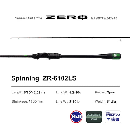 PURELURE ZERO UL Fishing Rod - Lightweight Carbon Spinning & BFS Rod for Trout and Bass