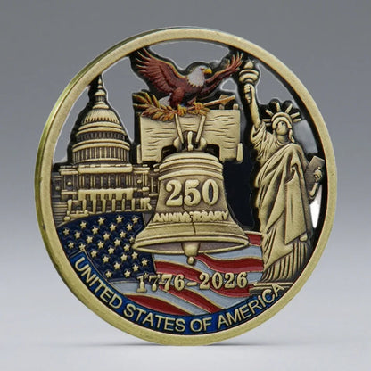250th Anniversary America Commemorative Coin - Bronze Plated Statue of Liberty Collectible Souvenir for History Collectors