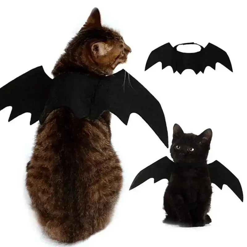 Cute Cat Bat Wings Costume - Black Pet Cosplay Safety Harness for Halloween Party Decoration & Dress Up