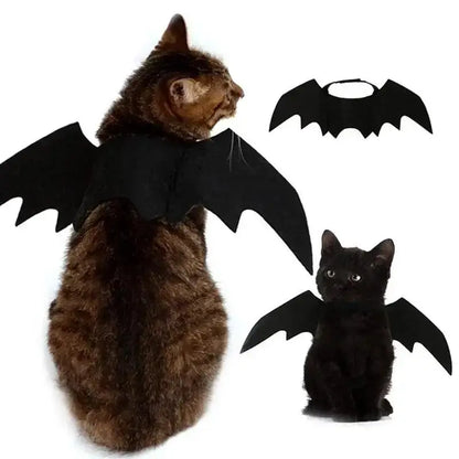 Cute Cat Bat Wings Costume - Black Pet Cosplay Safety Harness for Halloween Party Decoration & Dress Up
