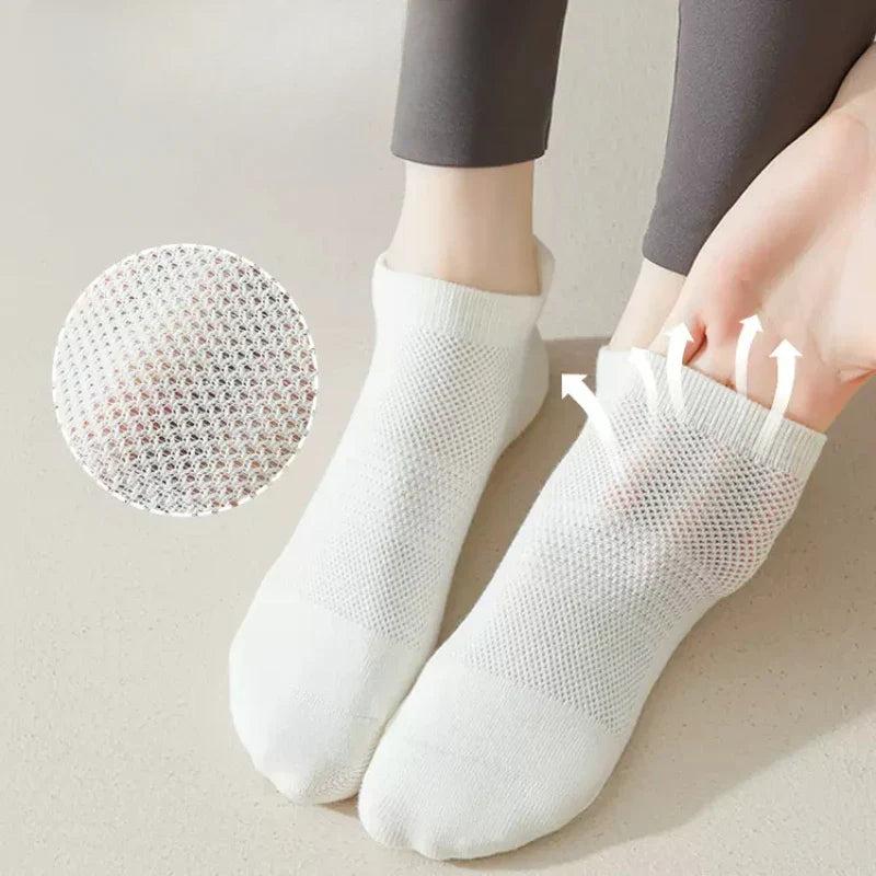 Mesh Breathable Yoga Socks: Cotton Low Cut for Women - Ideal for Gym, Fitness, Dance & Pilates - Non-slip, Professional Sports Footwear