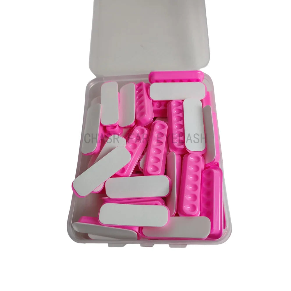 50PCS Eyelash Extension Glue Tray Wells – Self-Adhering Lash Fan Maker, Private Label Available