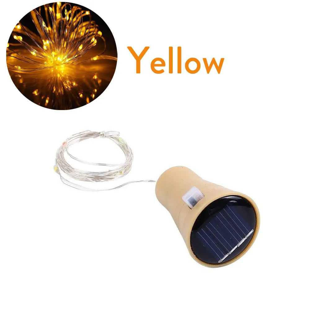 Solar Wine Bottle Lights – 10LED/15LED/20LED Cork Shape Fairy Lights, Copper Wire Garland for Christmas & Home Room Decoration