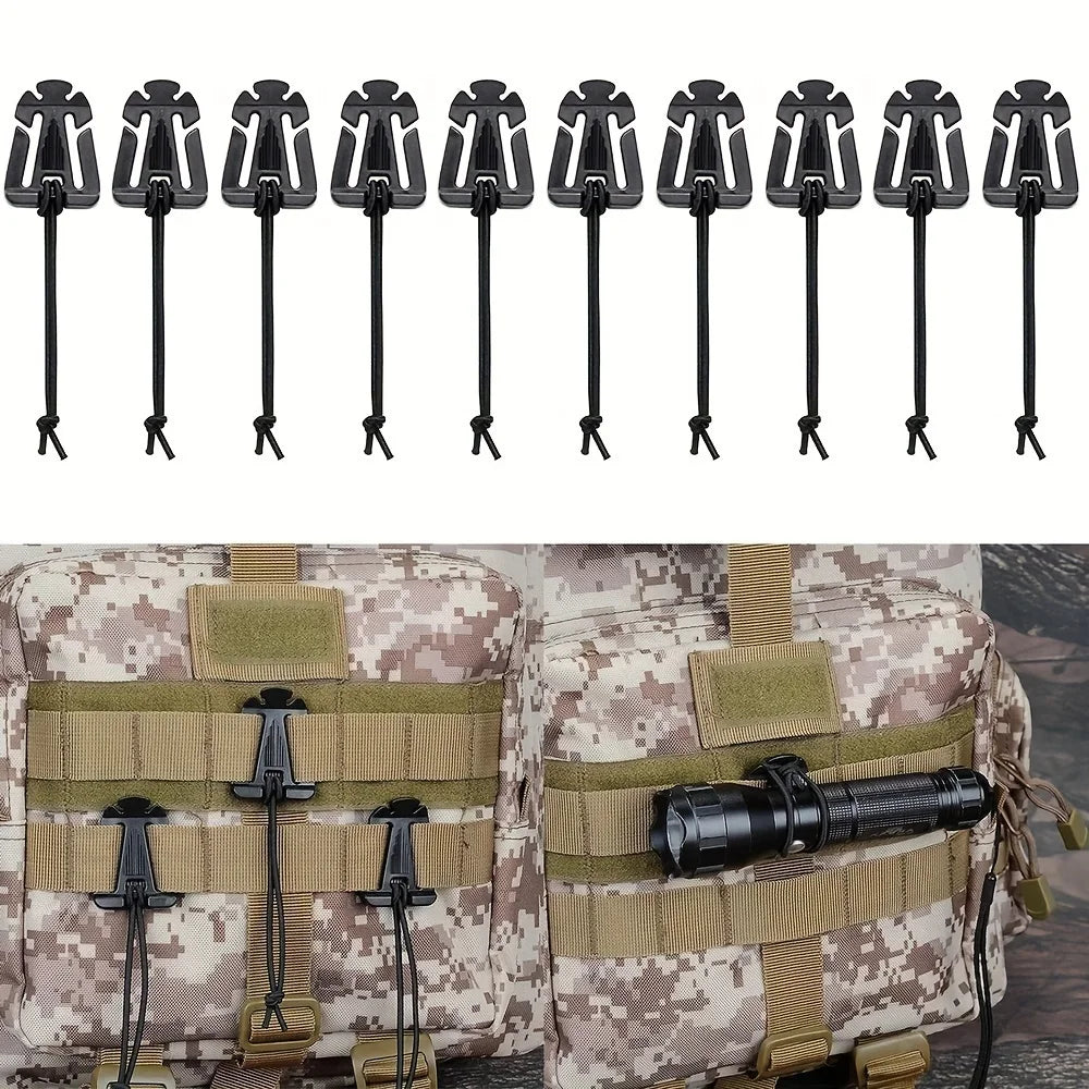 10PCS MOLLE Carabiner Clips - Outdoor Backpack Buckle Hooks EDC Tactical Bag Accessories for Camping Hiking Gear