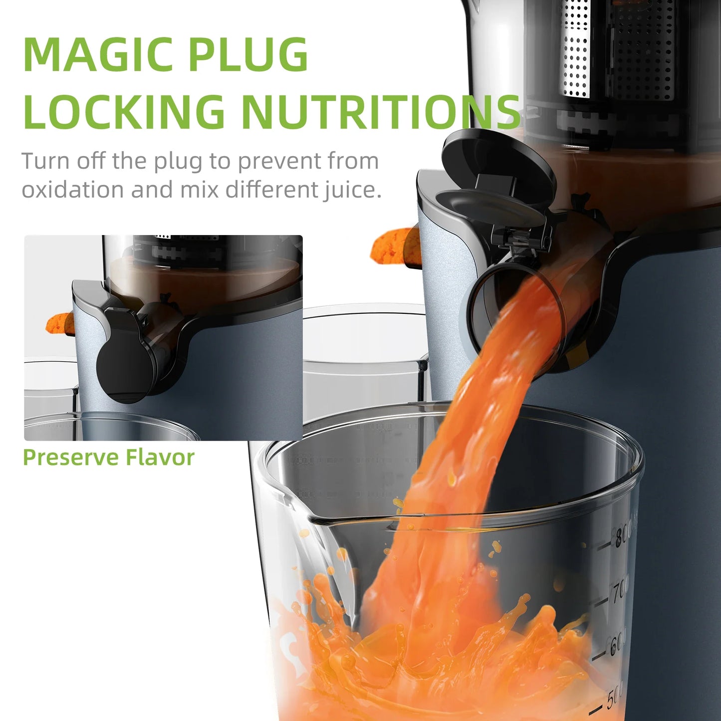 BioloMix Cold Press Juicer – 78mm Feed Chute, 200W Slow Masticating Juice Extractor, 40-65RPM for Whole Fruits