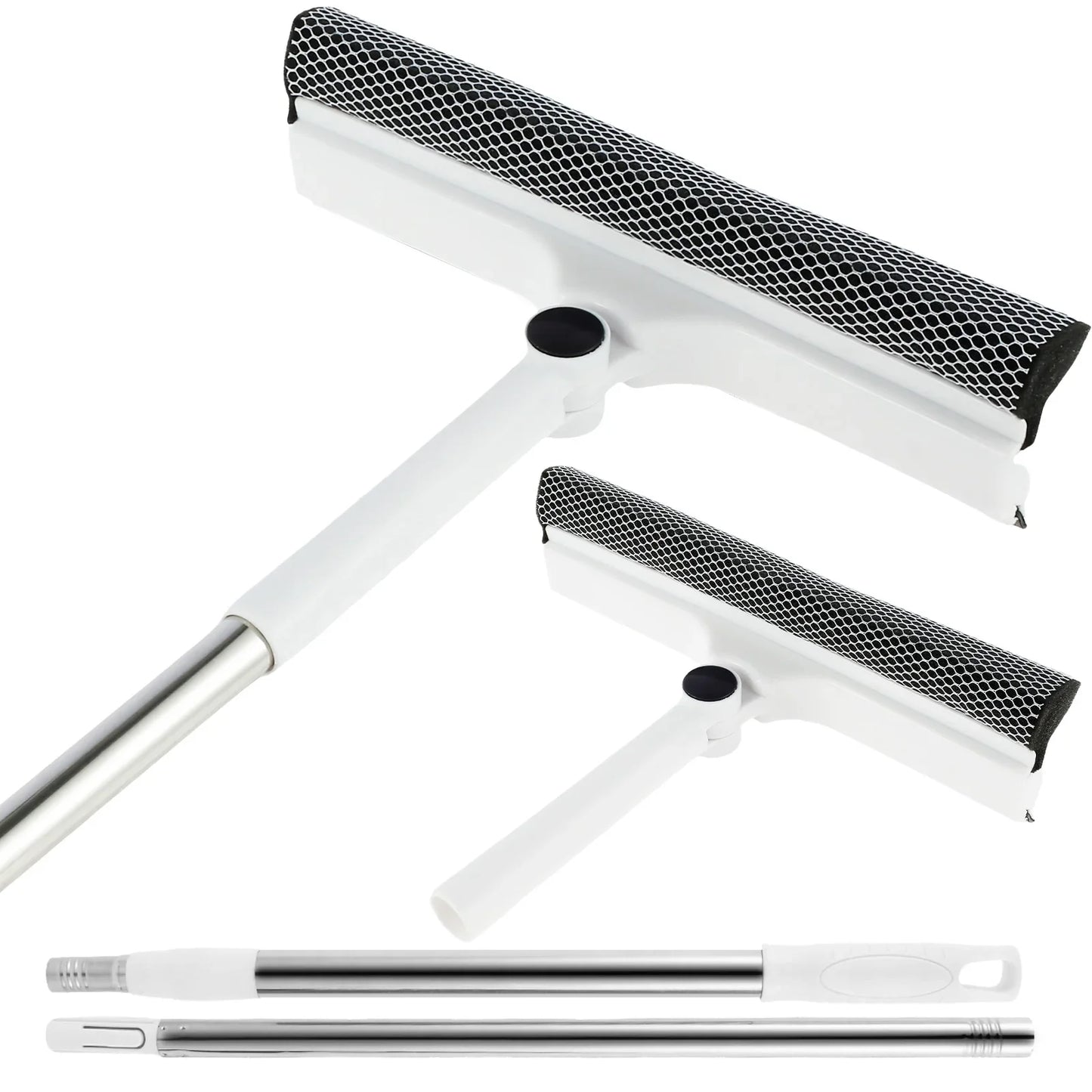 53-Inch Extendable 2-in-1 Window Cleaner Squeegee & Scrubber with 180° Rotating Head for Glass & Mirrors