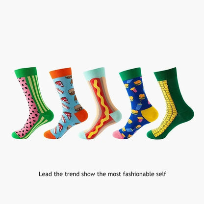 Men's Cotton Dress Socks 5-Pair Pack - Funny Casual Novelty Crew Socks Gift Set