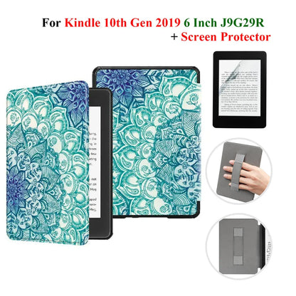 Kindle 10th Gen 6" Leather Case – Hand Strap & Screen Protector Cover with Wake/Sleep Function (2019, J9G29R)