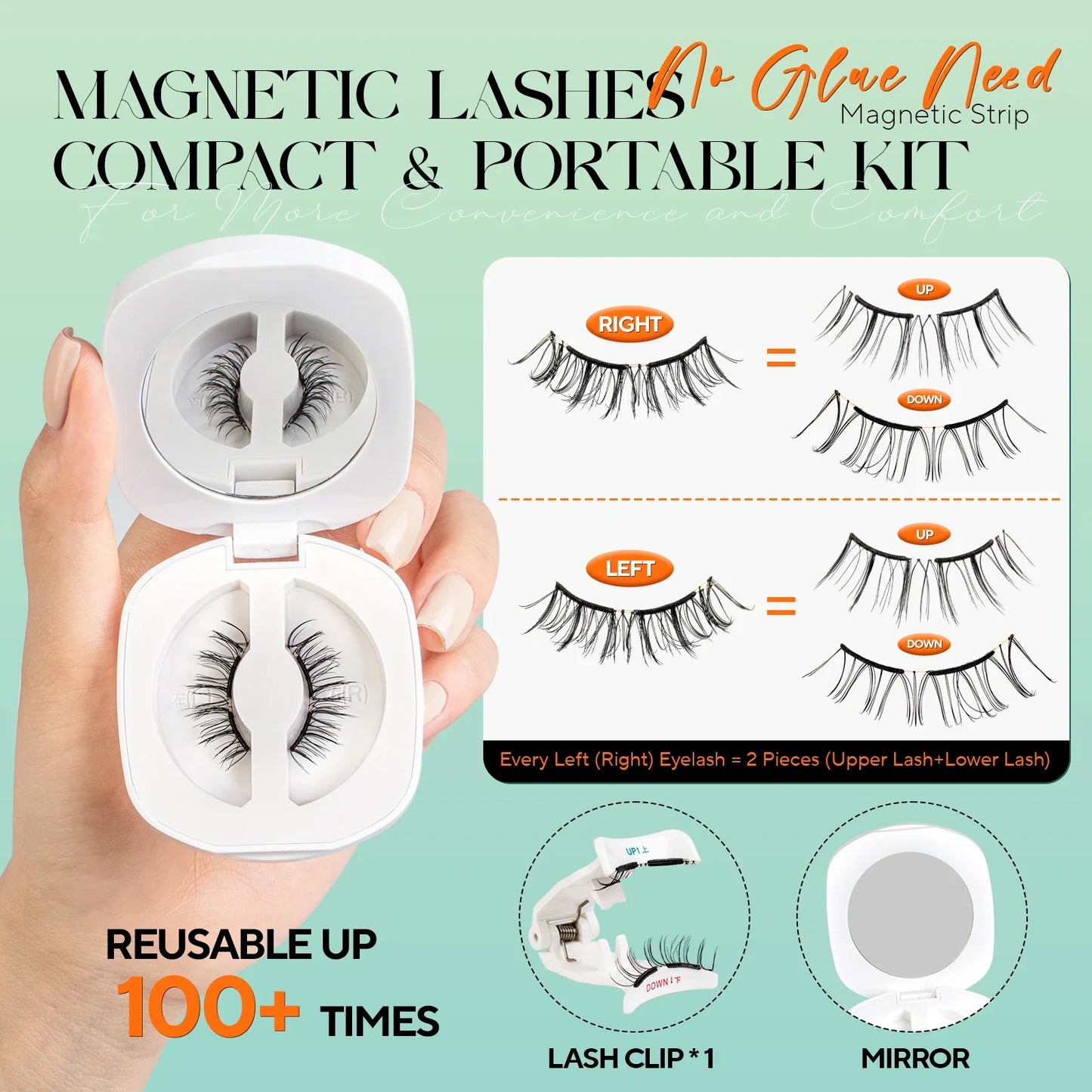 VYRILA Soft Magnetic Eyelashes Reusable No Glue 3D Natural Look Magnetic Lashes Kit Easy Apply Eye Makeup