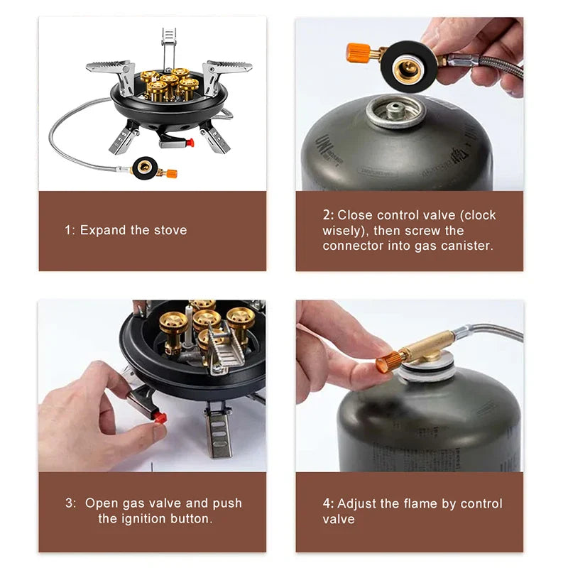 BRS-201A Portable Camping Gas Stove – 16000W High Pressure Propane Butane Burner – Outdoor Emergency Stove with Piezo Ignition