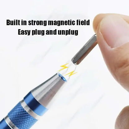 8-in-1 Aluminum Alloy Screwdriver Pen — Replaceable Bits for Easy Repairs & Disassembly