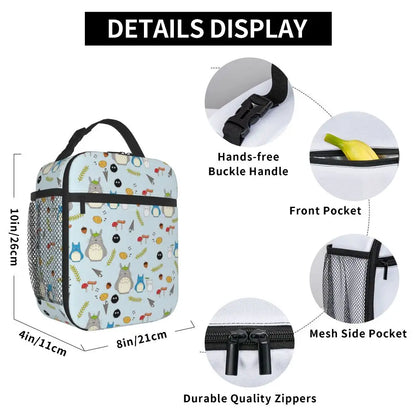 Totoro Miyazaki Anime Insulated Lunch Tote Bag – Portable Thermal Cooler for School & Office