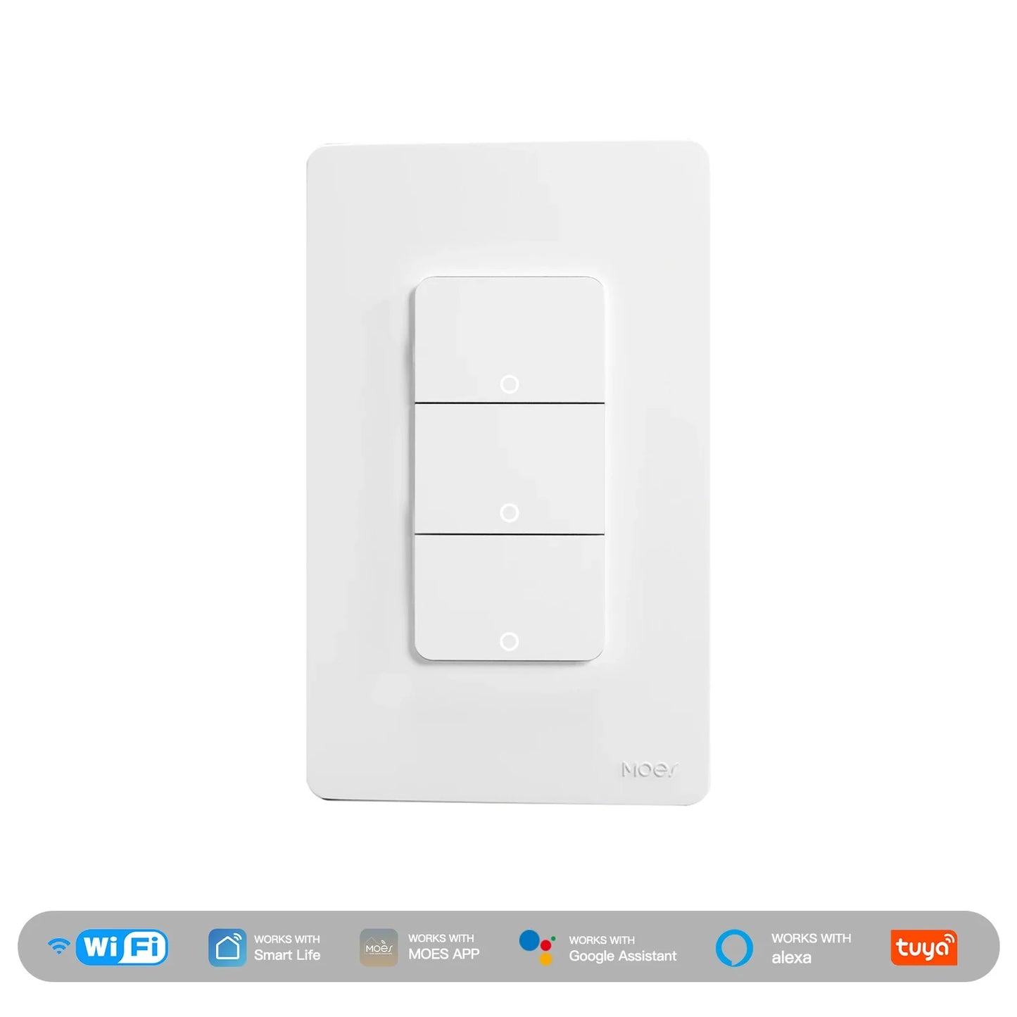 MOES Tuya Wi-Fi Smart Light Switch – US Single Pole Push Button Wall Switch, Alexa & Google Home Compatible, Neutral Wire Required