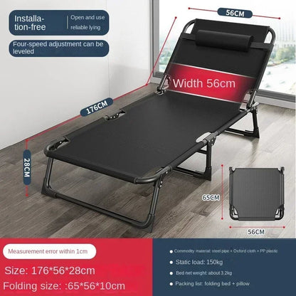 Foldable Single Bed - Multi-Functional Recliner for Home, Office Nap, Camping & Outdoor Use, Portable Space-Saving Design