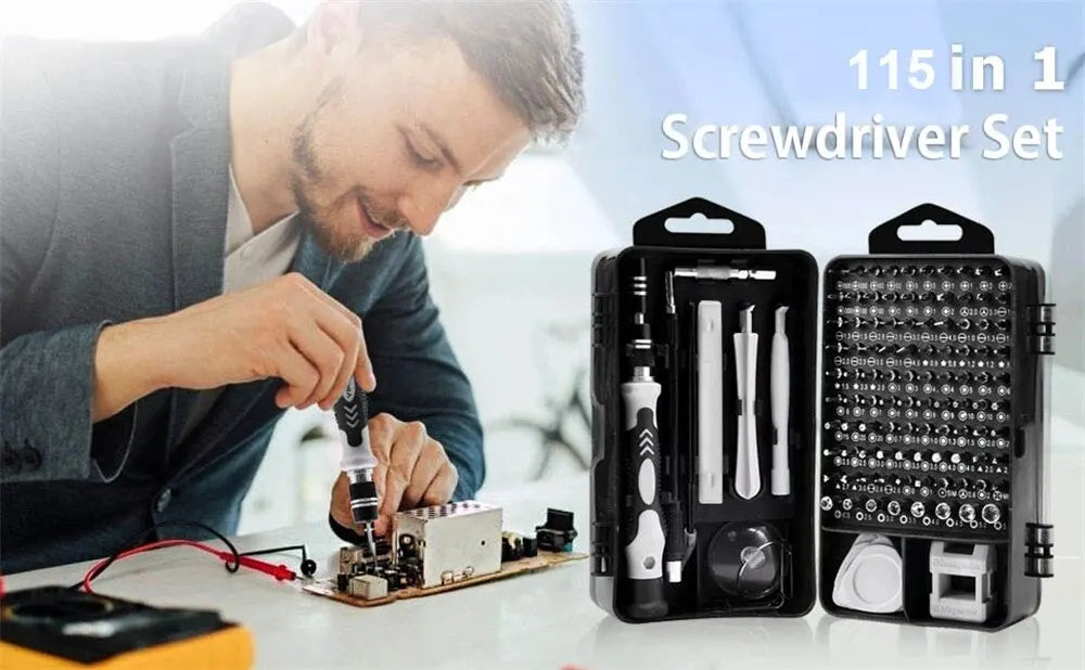 115-in-1 Magnetic Precision Screwdriver Set – Professional Electronics Repair Tools for Laptop, Phone & PC Maintenance