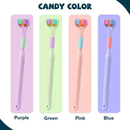 3D Stereo Three-Sided Toothbrush - Ultra Fine Soft Hair, Adult Toothbrush with Tongue Scraper for Deep Cleaning, Oral Care Teeth Brush