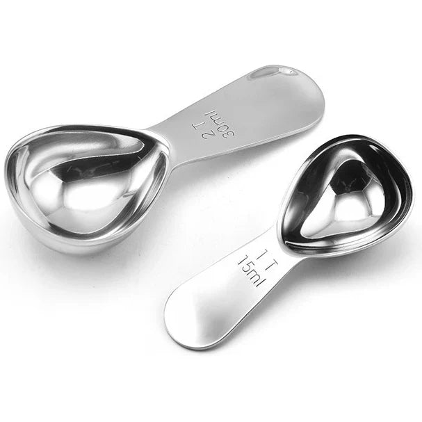 Stainless Steel Coffee Measuring Spoons — Graduated 15ml & 30ml Scoop for Beans, Tea, Sugar & Barista Tools