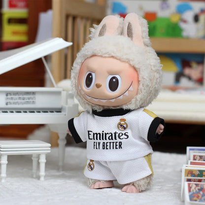 17cm Labubu Doll Clothing DIY Football Sportswear – Size 7 Vinyl Pendant Toy for Boys V1 V2 V3