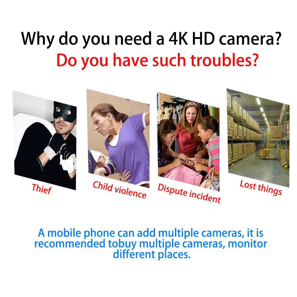 Mini WiFi Security Camera — 4K/1080P HD Wireless Night Vision Camcorder with Voice and Video Surveillance