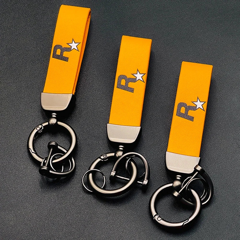 Durable Yellow Multi-Pendant Key Holder Strap – Nylon Webbing Game Keychain, Key Ring & Keyfob