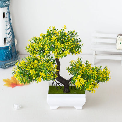 Artificial Bonsai Plant - Small Potted Faux Tree for Home, Office & Table Decor
