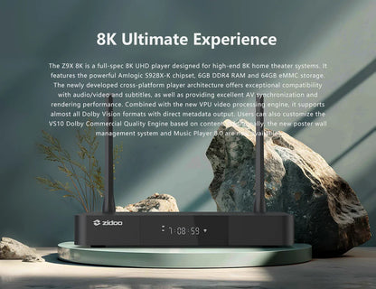 Zidoo Z9X 8K HDR Media Player - Android 11, Amlogic S928X-K, 6GB+64GB, VPU & VS10 Engine