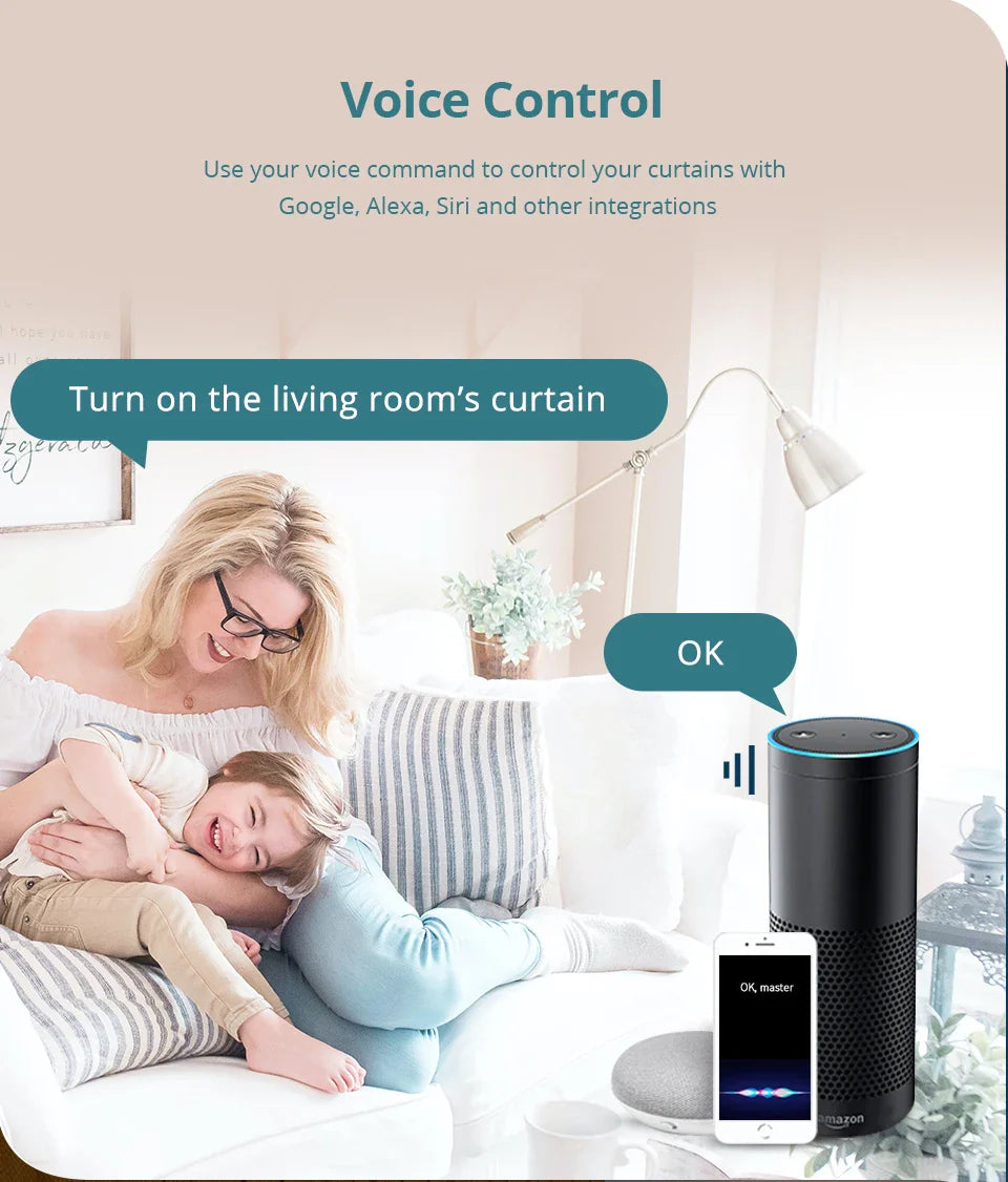 Zigbee Smart Curtain Driver Robot – For Roman I & U Type Tracks, Alexa & Google Home Control, Zemismart Motor Drivers
