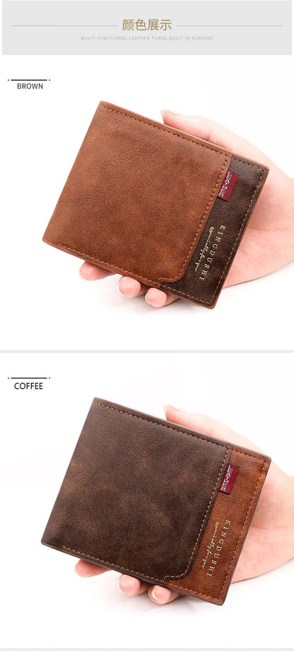 Personalized Men’s Short Wallet – High-Quality Classic Card Holder with Zipper Coin Pocket & Money Clip