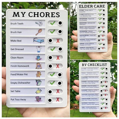 Reusable My Chores Checklist Daily Planner - Kid's Plastic Memo Board for Chore Chart, Responsibility, and Behavior Self-Discipline