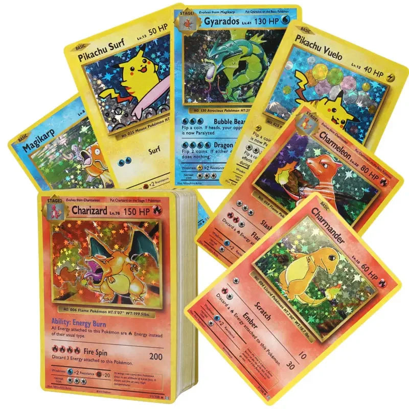 60-100Pcs English Pokemon Cards – Holographic EX, Vstar, Vmax, GX, Charizard, Mewtwo & Evolution Combos