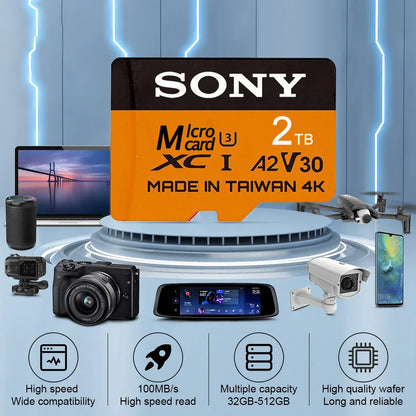 Sony High-Speed Micro SD/TF Memory Card — 2TB/1TB/512GB/256GB/128GB/64GB for Nintendo Switch (Class 10, V30)