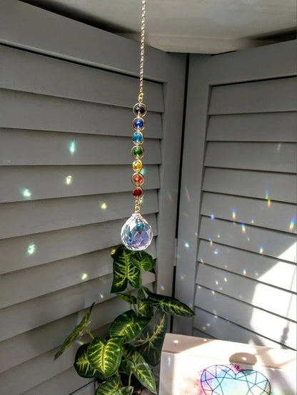 Crystal Suncatcher Mobile - Rainbow Prism Meditation Decor, Hanging Home Decoration & Fantasy Rainbow Maker