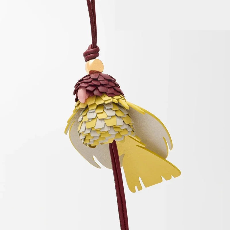 Genuine Leather Parrot Bird Bag Charm – High-End Durable Handmade Fashion Accessory for Women’s Bags, Exquisite Decorative Pendant