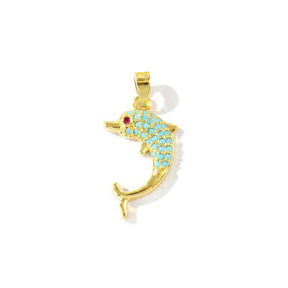 Blue Cubic Zirconia Ocean Charm Pendant Set – 18K Gold Plated Starfish, Mermaid & Conch DIY Necklace Jewelry
