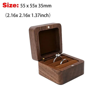 Personalized Walnut Wooden Ring Box - Custom Name Engagement & Wedding Anniversary Gift