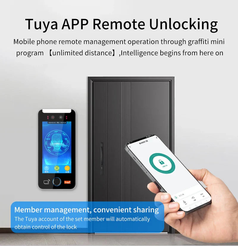 Asia Teco 5-Inch Face Recognition Access Control – WiFi TCP/IP Attendance Machine with Tuya App & Fingerprint Scanner