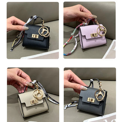 Luxury Mini Headphone Bag – Leather Purse Pendant Keychain for AirPods 2/3/4/Pro 2 and Galaxy Buds 3/3Pro