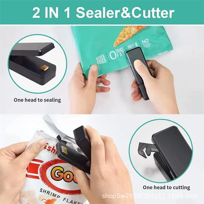 Mini USB Rechargeable Heat Sealer – Portable Food & Snack Bag Sealing Machine with Storage Clip for Kitchen Use