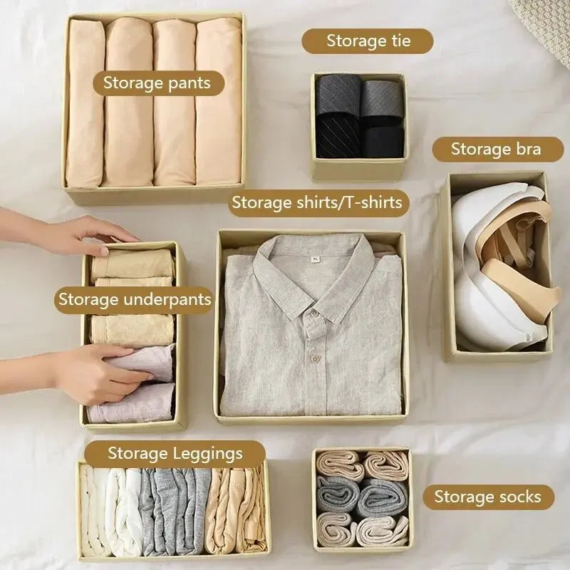 Foldable 6/12PCS Underwear Organizer Set – Hard Storage Boxes for Bras & Socks Drawer & Closet Clothing Organization System