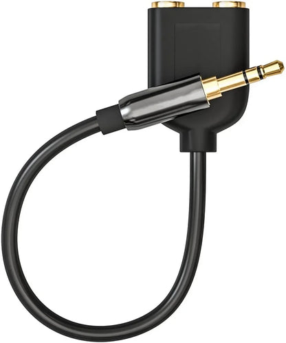 3.5mm Stereo Audio Y Splitter Cable – Hi-Fi Sound Extension Converter, 1 Male to 2 Female Headphone Jack Adapter