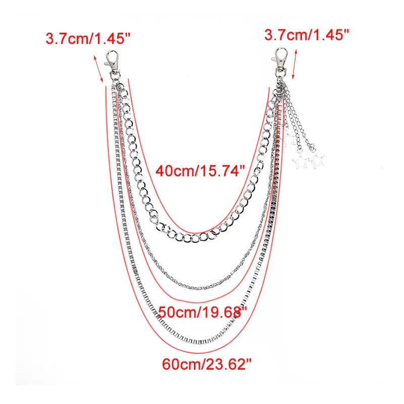Punk Rock Metal Waist Chain Keychain – Unisex Hip-Hop Jewelry for Jeans, Wallets & Accessories