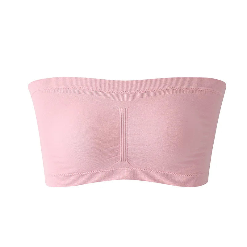Women's Plus Size Strapless Bra – Thin, Removable Chest Cushion, Stretchy Seamless Invisible Bra, S-6XL