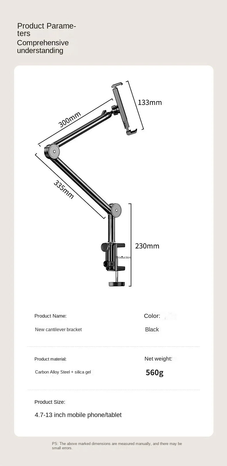 Desktop Mobile Phone Holder – Bed Clip, Bedside Lazy Folding Cantilever Bracket for Apple, Samsung, iPad, and Tablet