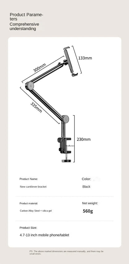 Desktop Mobile Phone Holder – Bed Clip, Bedside Lazy Folding Cantilever Bracket for Apple, Samsung, iPad, and Tablet