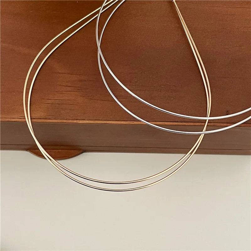 Thin Gold Multilayer Alloy Headband – Double Root Metal Hair Hoop for Women, Smooth & Stylish Hair Accessory