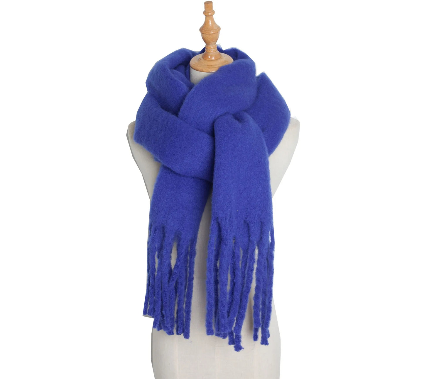 Luxury Cashmere Scarf for Women - Thickened Warm Shawl with Classic Tassels, Soft Solid Color Wrap for Autumn and Winter