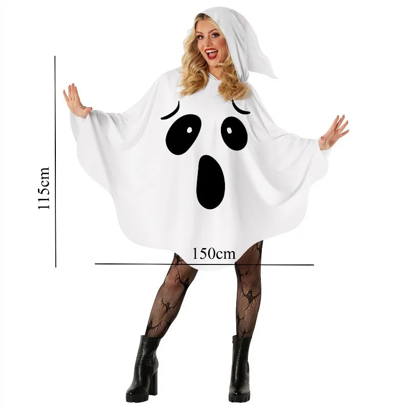 Halloween Witch Costume Set - White Bat Cloak for Halloween Parties & Cosplay